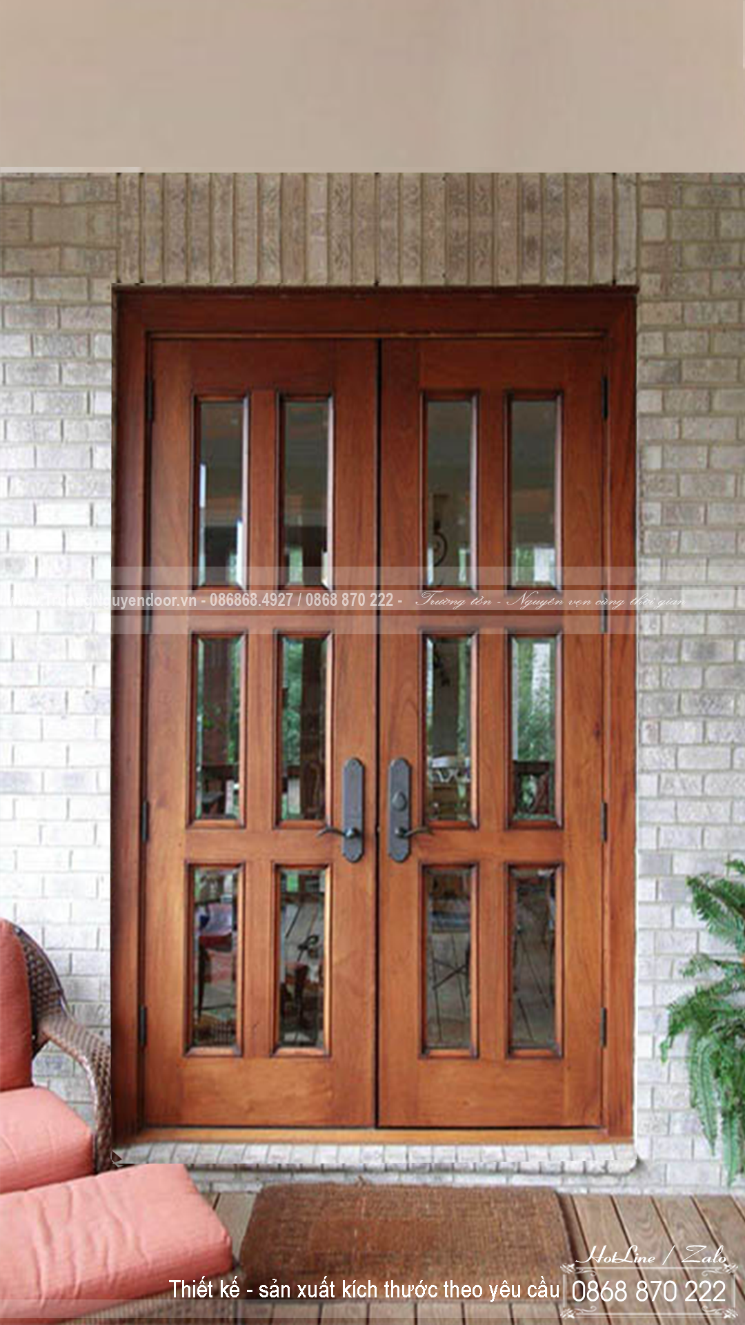 Cửa gỗ tự nhiên 2 cánh TRƯỜNG NGUYÊN DOOR